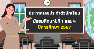 ประกาศเลขประจำตัวนักเรียน ม. 1 และ ม.4 ปีการศึกษา 2567