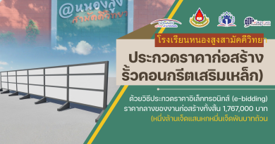 ประกวดราคาจ้างก่อสร้างรั้วคอนกรีตเสริมเหล็กของโรงเรียนหนองสูงสามัคคีวิทยา