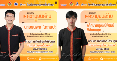 ขอแสดงความยินดีกับนักเรียนที่ผ่านการคัดเลือก “โครงการทุนปั้นหมอ” และ “โครงการทุนปั้นนายร้อย