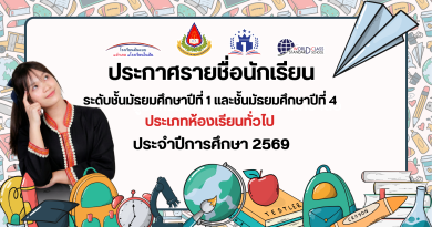 ประกาศรายชื่อนักเรียนผู้มีสิทธิ์สอบคัดเลือก ม.1 และ ม.4 ประเภทห้องเรียนทั่วไป