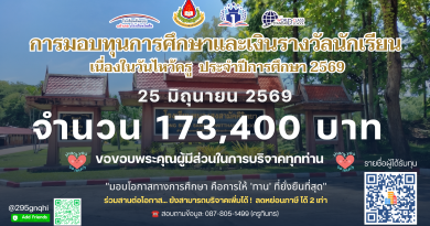 ประกาศรายชื่อนักเรียนรับทุนการศึกษา เนื่องในวันไหว้ครู ปีการศึกษา 2569